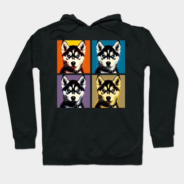 Pop Retro Siberian Husky Art - Cute Puppy Hoodie by PawPopArt